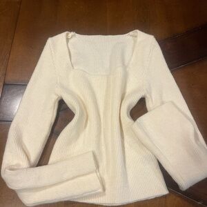 SHEIN Cream Ribbed Knit Top